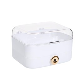 Dwell Studio - Organizador de maquillaje a prueba de polvo para cosméticos y cuidado de la piel, elegante solución de almacenamiento para tus productos esenciales de belleza