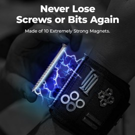 Magpie Magnetic Wristband - 10 Extremely Powerful Magnets for Holding Screws, Nails and Drill Bits, Made of Enhanced Nylon for Lightweight and Durability, For Men/Dad/Husband/DIY
