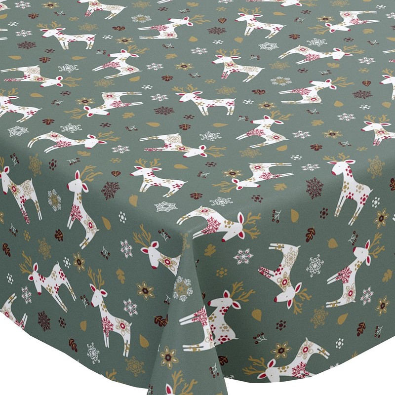 Karina Home Scandi Christmas Reindeer PVC Vinyl Wipe Clean Oilcloth