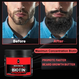 Beard Butter,Maximum Concentration Biotin,with Castor Oil and Argan & Jojoba Oils, Promotes Beard Growth, Styles, Strengthens & Softens Beards ,Unruly Beards While Relieving Itch,2 Ounce*2 (2 Pack)