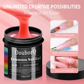 Major Dijit Builder Gel for Gel Nails Set 100 g / 3.52 oz - LED/UV Builder Gel with 100 Pieces Nail Shapes and a Double-Sided Nail Brush for Removing Excess Gel