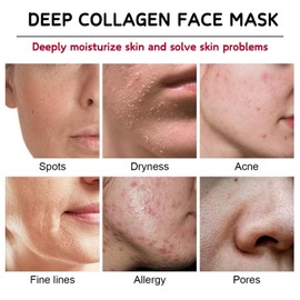 2PCS Real Collagen Fit Mask,Collagen Peel Off Facial Mask Glass Skin Face Mask,Collagen Night Wrapping Mask,Face Masks Beauty Hydrolyzed Collagen Perfect for Dry & Dehydrated Skin