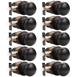Probrico Door Knobs Interior, Closet Door Knobs, Passage Door Handles, Keyless Door Knobsets No Lock, Oil Rubbed Bronze, 10 Pack