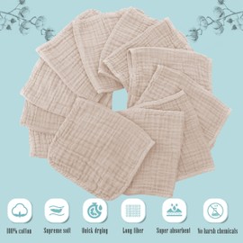 24 Pack Muslin Burp Cloths for Baby - Ultra-Soft 100% Cotton Baby Washcloths - Large 20'' by 10'' Super Absorbent Milk Spit Up Rags - Burpy Cloths for Unisex, Boy, Girl - Brown