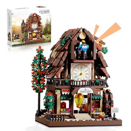 Cuckoo Clock House Building Set,Real Working Clocks with Rotating Waterwheel &Dial,Mechanical Linkage Building Toys for Decor Display,Birthday Gift for Adults Kids Girls Boys age 8-12(1909Pcs)