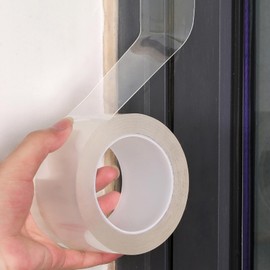 ZZJMCH Transparent Window Weather Sealing Tape, Clear Window Draft Isolation Sealing Film Tape for Door Draft Stopper Adhesive Tape, Doors Windows and Shower Glass Gaps - No Residue (2 Inch x 33Ft)