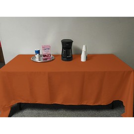 Intedge TCM54120-ORANGE Tablecloth, Rectangular Hemmed Edge, 65/35 Poly Cotton Table Cover, 54" x 120", Long Commercial Linen, Washable, Reusable, Heavy Duty, Made in USA, 1 Each