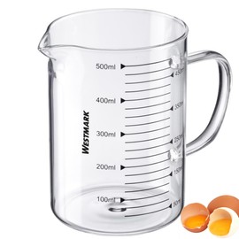 Westmark Messkanne aus Glas – Ideal zum Abmessen von Zutaten beim Backen und Kochen, mikrowellengeeignet, temperaturbeständig, egonomischer Griff – 0,5 Liter