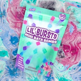 Tub Works Lil' Bursts Mini Bath Bombs for Kids, 90 Count, Gumdrop | Nontoxic | Tiny With A Burst of Color, Foam & Bubbles | Customize Bath With Fun Colors | Create Bath Art