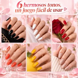 6 Piezas Pen Esmalte de Esmalte de Uñas, Rotuladores de Gel Para Uñas de Secado Rápido 3 en 1,Juego de Rotuladores de Esmalte de uñas de Gel, Rotuladores de Uñas DIY para Niñas，Nuevo modelo 2026 C