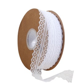 Lace Trim Ribbon lace Fabric Vintage Pattern Roll Ribbons - Perfect for Gift Wrapping, Crafts,Flower Design,Sewing, and Party Decorations (White, 50 Yards)