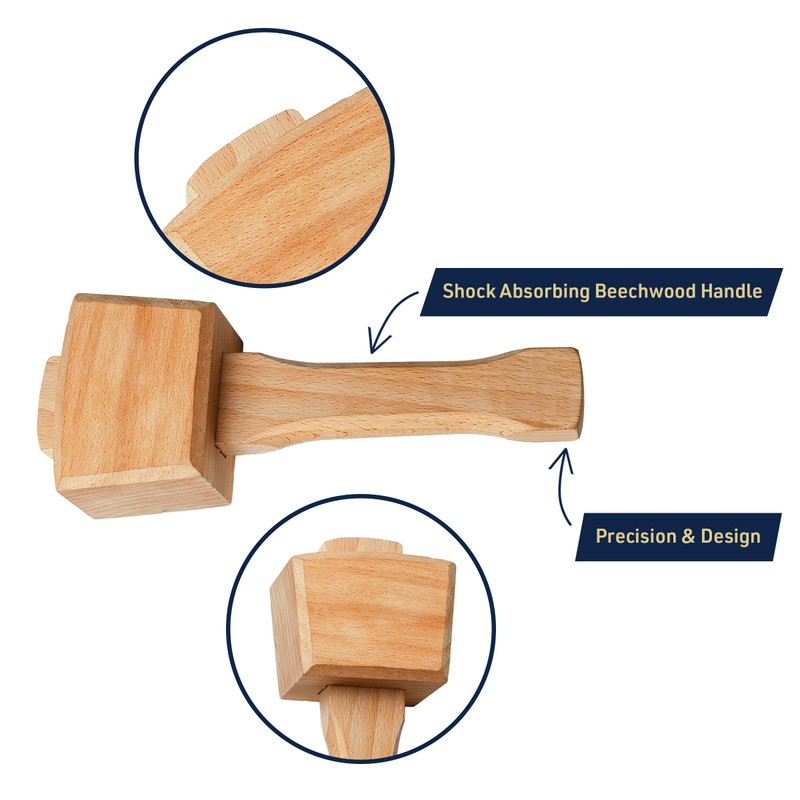 Kings County Tools Solid Beechwood Carpenters' Mallet | 3-1/2" Head