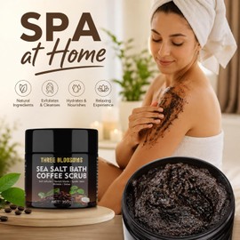 "Three Bloosoms "Exfoliante de café, 350 g Exfoliante anticelulítico, antienvejecimiento y exfoliante para hombres y mujeres, Exfoliante corporal orgánico Regalo de Navidad para hombres y mujeres