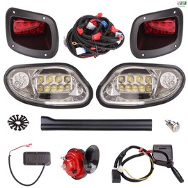 10L0L Golf Cart Deluxe LED Headlight &Taillight Kit for EZGO Freedom TXT/T48 Gas & Electric 2014-up with Light Upgrade Kit with Turn Signals Switch/Horn/Brake Lights Harness