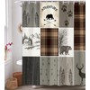 bzwcbei Rustic Cabin Bear Deer Shower Curtain, Country Grey Plaid