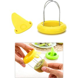 Yellow Kiwi Peeler,Easy-Grasp Kiwi Tool,2-In-1 Stainless Steel Kiwi Fruit Peeler and Kiwi Cutter for Kiwi,Dragon Fruit, Etc Peelers