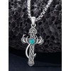 Seiyang 925 Sterling Silver Turquoise Cross Necklace for Men Deer