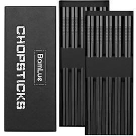 BamLue 10-Pairs Fiberglass Chopsticks - Reusable Chopsticks 9 1/2 Inches in Length Dishwasher Safe Japanese Sushi Chopstick Set for Household Restaurant
