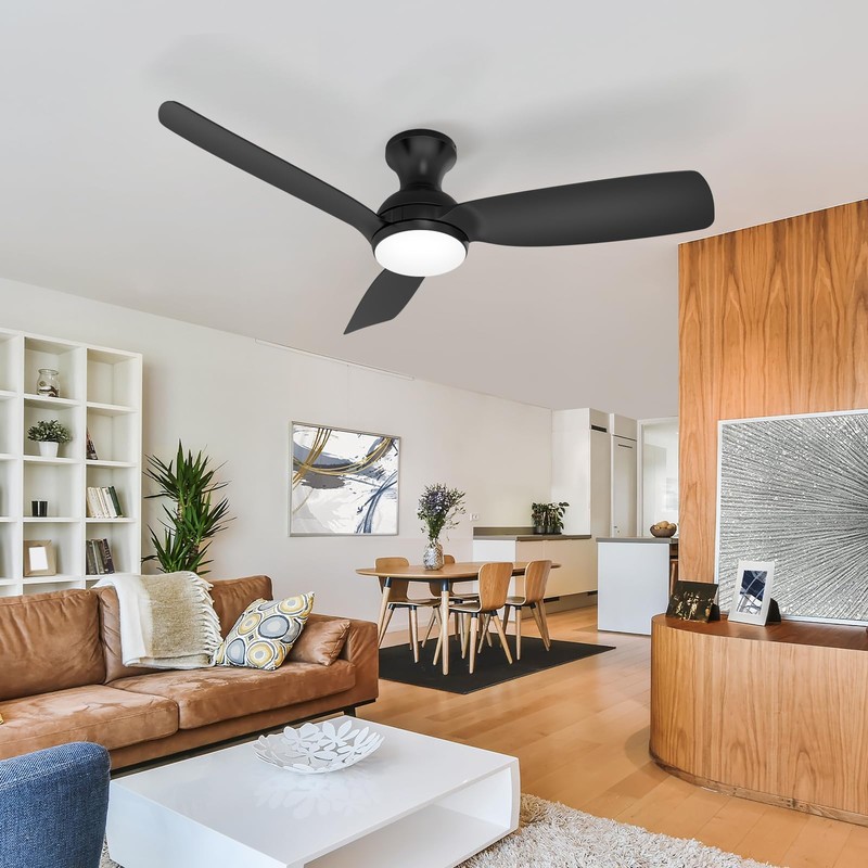 Consciot Ceiling Fan With Light, 44 Inch Low Profile Ceiling