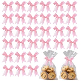 Mini Pink Bows Decor - Satin Fabric Ribbons for Cake 3.3 Inch Tiny Bows for Gift Wrapping Decorations, Wedding Decor, Birthday Presents, Holiday Gifts (30pcs)
