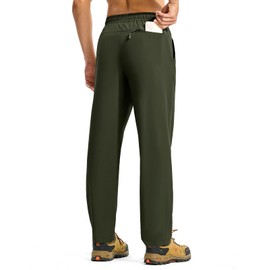TBMPOY Mens Hiking Pants Lightweight Quick Dry 3 Pockets Travel Fishing Water-Resistant Athletic Workout Sweatpants Army Green M