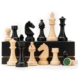 A&A Premium Triple Weighted Staunton Wooden Chess Pieces w/ 2 Extra Queen - King Height 3" / 7.6cm