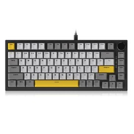Ajazz AK820 Wired  gaming keyboard , 75% Layout, Hot Swap Support, Volume Knob Switch, Ergonomic Design for Gaming & Office Use - Color: Bright moon switch