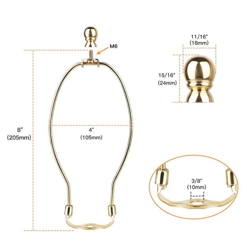 Helunsi 8 Inch Lamp Harp, 2 Set Gold Lamp Shade