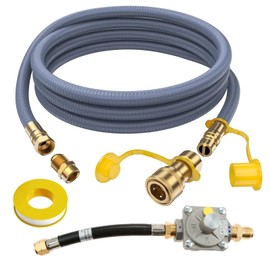 710-0003 Natural Gas Conversion Kit for Grill, 10 Feet 1/2" ID Natural Gas Quick Connect Hose and Regulator Replacement for Kitchenaid 710-0003 Gas Grill Conversion Kit, Convert Propane to Natural Gas