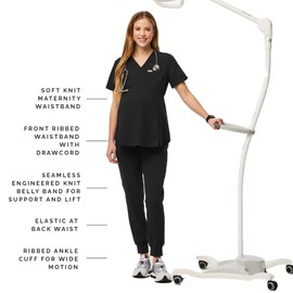 FIGS Zamora Jogger Maternity Scrub Pants for Women - Black, Tall S