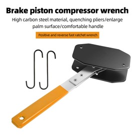 PetNeizance Brake Caliper Compression Tool，Caliper Piston Compressor Tool with 360 Rotating Ratchet & 2 Brake Caliper Hooks for Single/Twin/Quad Pistons