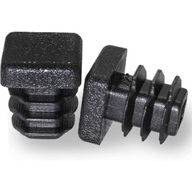 Prescott Plastics 0.5" (12.7mm) Outer Diameter Ribbed Plastic Hole Plugs, Square Black Metal Tubing End Caps, Glide Protection Furniture Legs Insert, Impact & Weather Resistant, Made in USA - 4 Pack