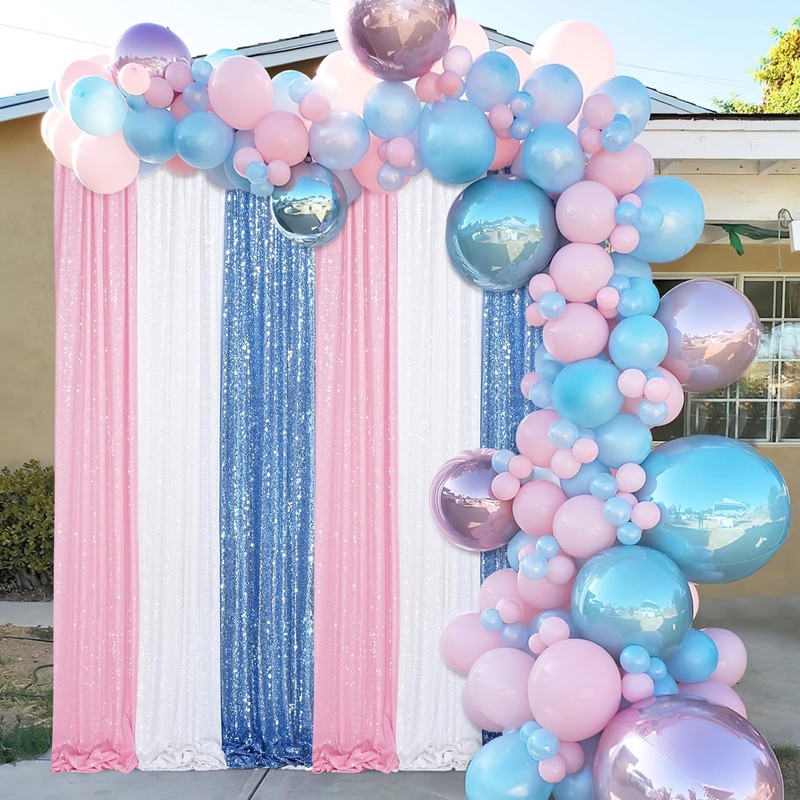 Baby Blue Sequin Backdrop Curtains 2 Pieces 2ftx8ft Glitter Baby