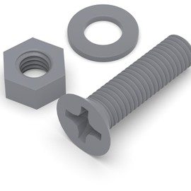20 x Grey Countersunk Screws Polypropylene (PP) Plastic Nuts and Bolts, Washers, M5 x 20mm, Anti-Corrosion, Chemical Resistant, Gray, (13/64 x 25/32 in)