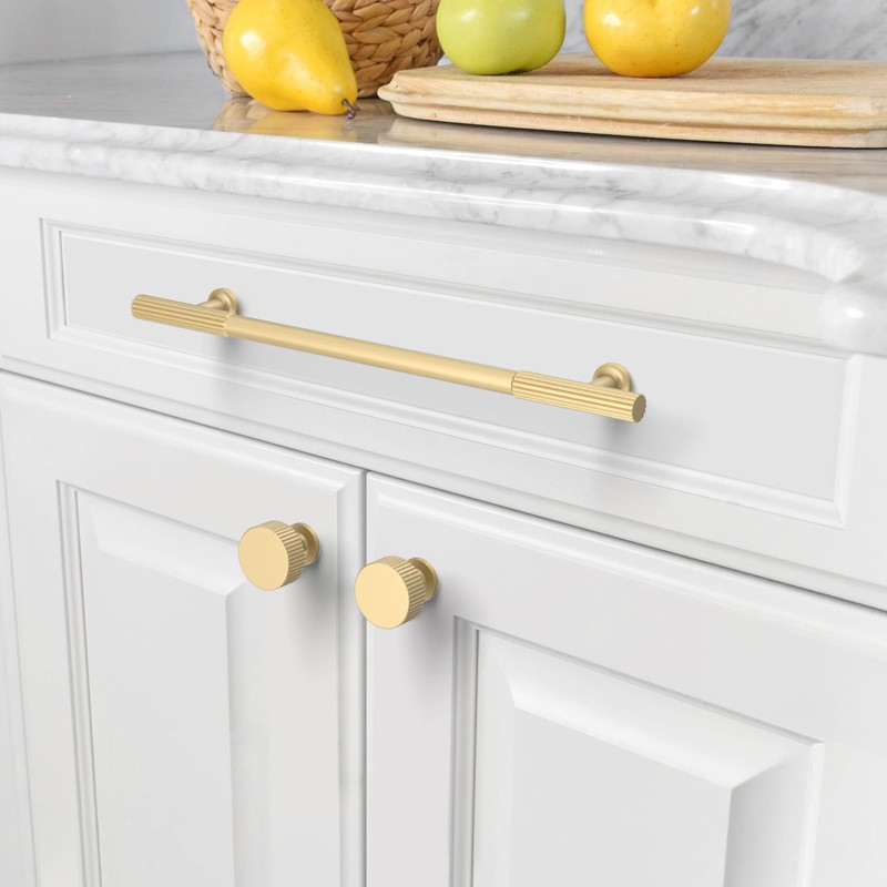 Asidrama 10 Pack 7.5 Inch(192mm) Brushed Gold Cabinet pulls Kitchen