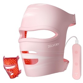 Zelvory 2025 New Red Light Therapy for Face, Glowing Wireless LED Face Mask Light Therapy with Advanced 4-Core LEDs, 2000mAh Remote, 660nm&850nm Near-Infrared Red Light therapy Mask for Home & Travel.
