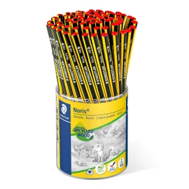 STAEDTLER Noris 183-HBKP72ST Pencil (High Break Resistance, Ergonomic Triangular Shape, Non-Slip Soft Surface, Wopex Material, Hardness HB, Holster Pack, 183-HBKP72ST)