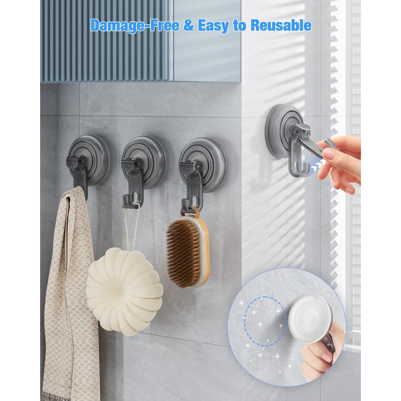 JOTPE Shower Hooks Suction Cup, Heavy Duty Suction Cup Nano
