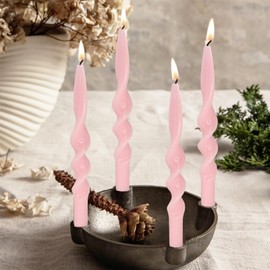 Pastel Candlesticks Spiral Taper Candles,Gedengni Unscented Candle Stick Long Tapered Candle Twisted Candles for Anthropologie Home Décor Weddings Holiday Women Gifts,4pcs (Pink,24D)