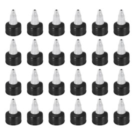 uxcell 24 Pcs Twist Top Caps, 24/410 Plastic Squeeze Bottle Replacement Twist Caps for Glue Dispensing Bottles Dispensing Caps Paint Bottles (Clear/Black)