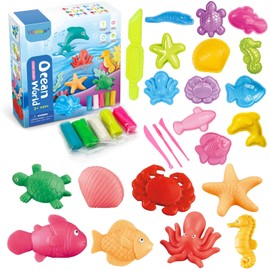 GmwyCzV 21 Piece Clay Accessory Set, from 3 4 5 Years, Underwater World Plasticine with 3 Underwater World Tools, DIY Kneading Tool, Underwater World Children's Toy, Gift for Boys and Girls