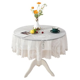 Fhberni - Mantel redondo de encaje blanco clásico, ligero, decoración de mesa, 70 pulgadas, redondo