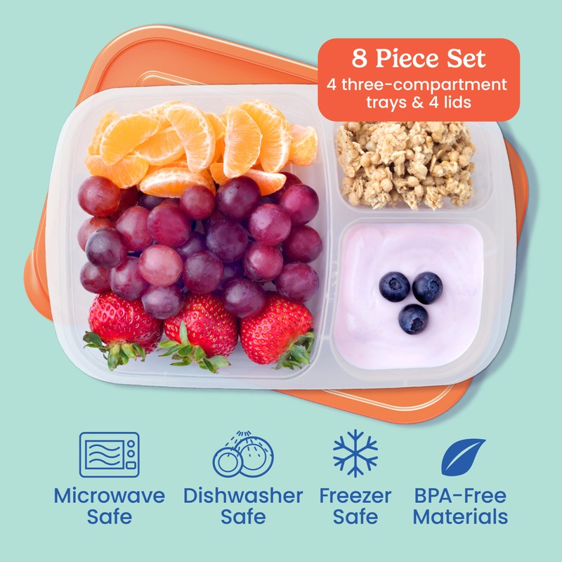 Bentgo Easyboxes - Original Stackable Lunch Boxes - Reusable 3-Compartment