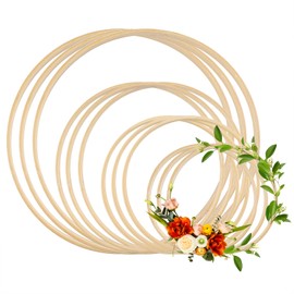 ANNASAMDO Pack of 12 Wooden Rings for Crafts, 13 cm/15 cm/20 cm/26 cm Wooden Ring Macrame Set Dream Catcher Craft Decoration Ring for DIY Wedding Wreath Decor and Wall Hanging Craft Flower Wreath Door