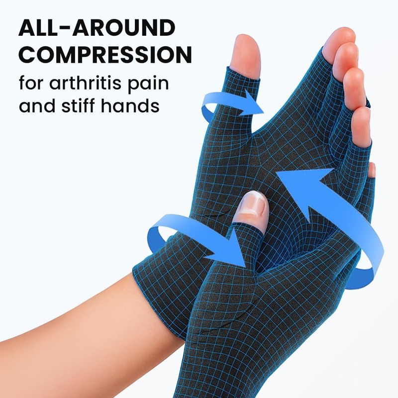 MEDILYMER Arthritis Gloves and Ice Pack (2+1 Set) Fingerless Compression