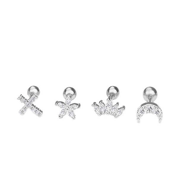 NewZenro Flower Cross 16g Ear Cartilage Helix Surgical Stainless Steel