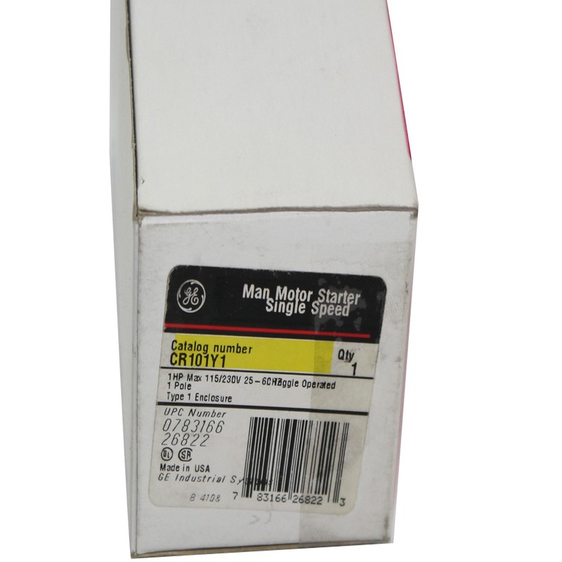 General Electric CR101Y1 Manual Motor Starter, Nema, 16A, 230Vdc, 1P