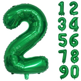 32 Inch Number Balloons Giant Number Aluminium Foil Helium Balloons for Birthday Party Celebration Decoration New Year Baby Shower Anniversary (Green, 2)