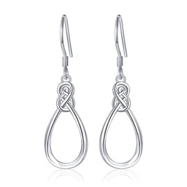 925 Sterling Silver Infinity Knot Twist French Wire Drop Dangle Earrings Gift for Women Daughter, Sterling Silver, No Gemstone