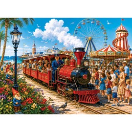 500 Piece Puzzle for Adults, Vintage Train Amusement Park Jigsaw Puzzle
